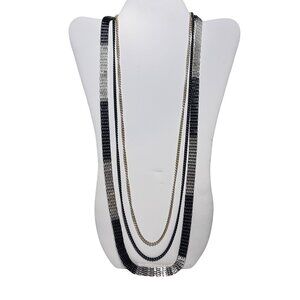 Avon Tri-Colored Triple Strand Multi-Chain Necklace Signed NWT (6167)